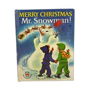 VTG 1951 Merry Christmas Mr. Snowman 818 Irma Wilde Wonder Books HC 1st ed